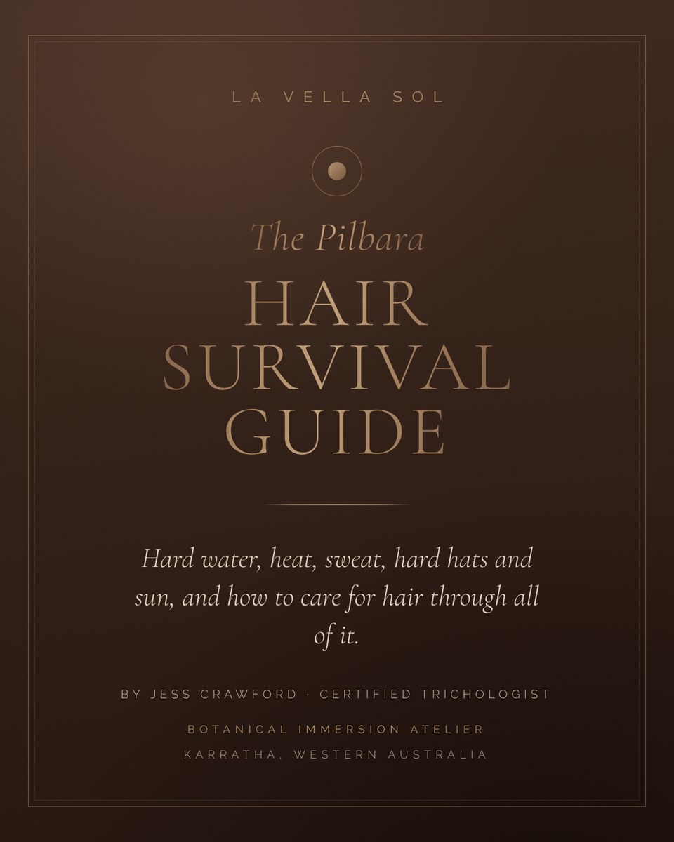 The Pilbara Hair Survival Guide by La Vella Sol: walnut cover with brushed bronze lettering